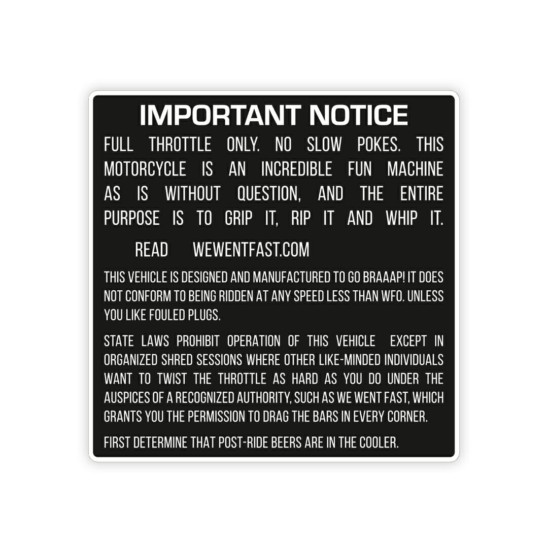 Sticker: Important Notice